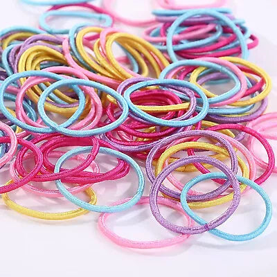 100x Snagless Ponytail School Bubbles Elastic Band Hair Ties Various Colours