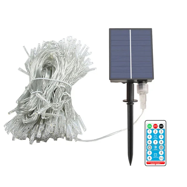 Fairy String Net Outdoor Curtain Xmas Party Solar Powered LED Mesh Lights