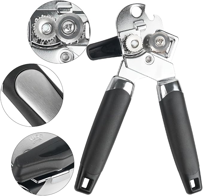 Manual Heavy Duty Can Opener 3-in-1 Can Bottle Opener Classic Stainless Steel