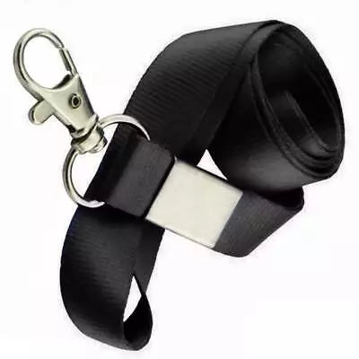 Neck Strap ID Badge Card Key Holder Clip Ring Name Tag Lanyard Black