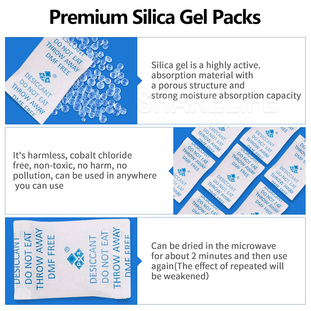 50pcs Reusable Food Grade Absorber Desiccant Silica Gel Packets Moisture 5 Grams