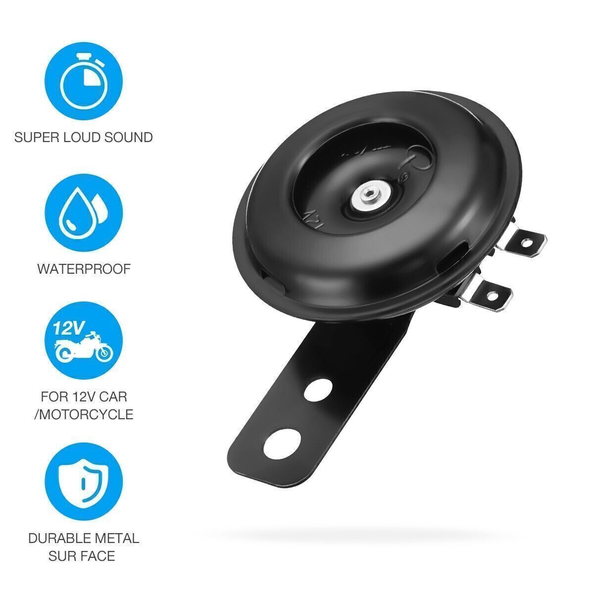 12V Waterproof Electric Bike Motorcycle Car Super Loud Universal Horn 105dB
