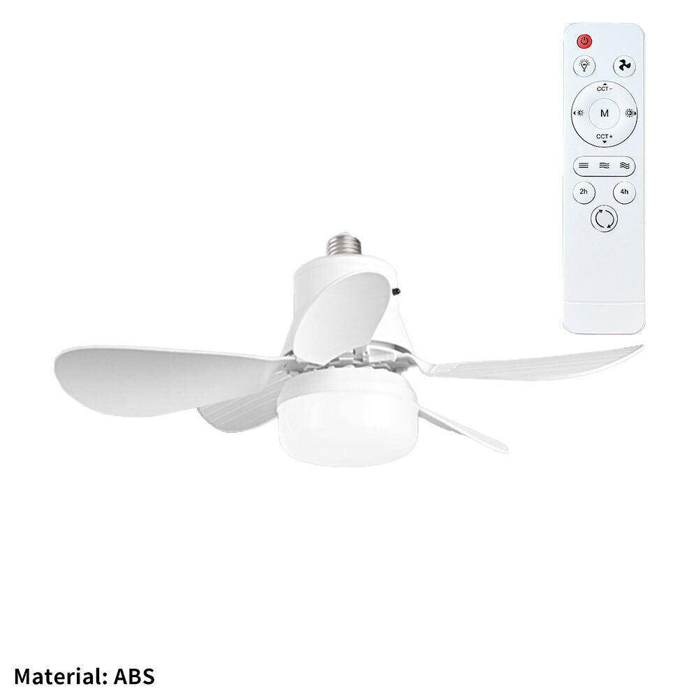 Dimmable LED Light Remote Controller Ceiling Fan 3 Speed E27 Socket Fan 30W