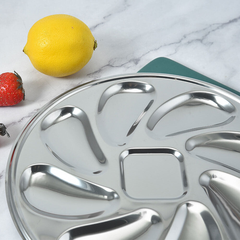 Stainless Steel Round Seafood Plate Dish Oyster Wheel Cooking Serving Tray