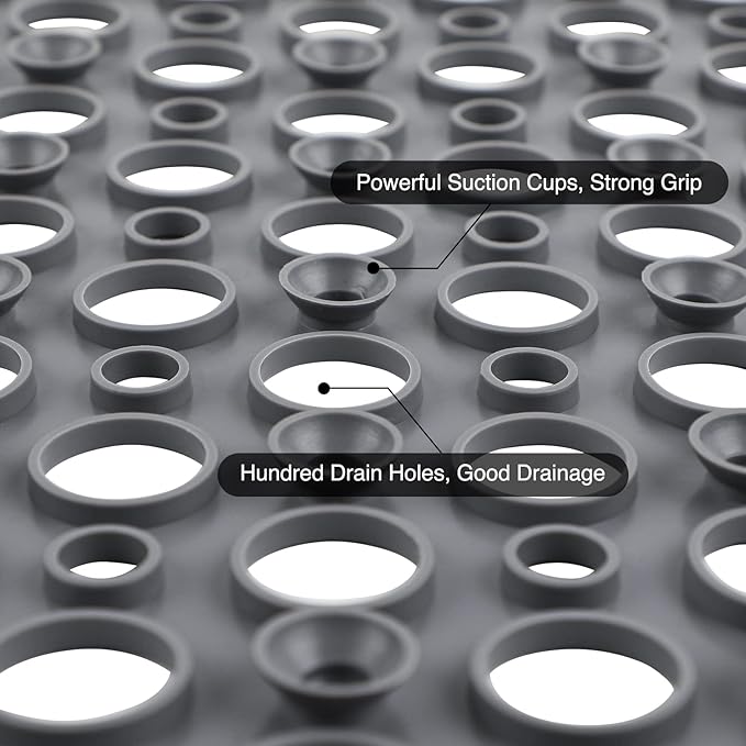 Non-Slip Bathtub Suction Mat Anti Mould Shower Mat Floor TPE 75cm x 43cm