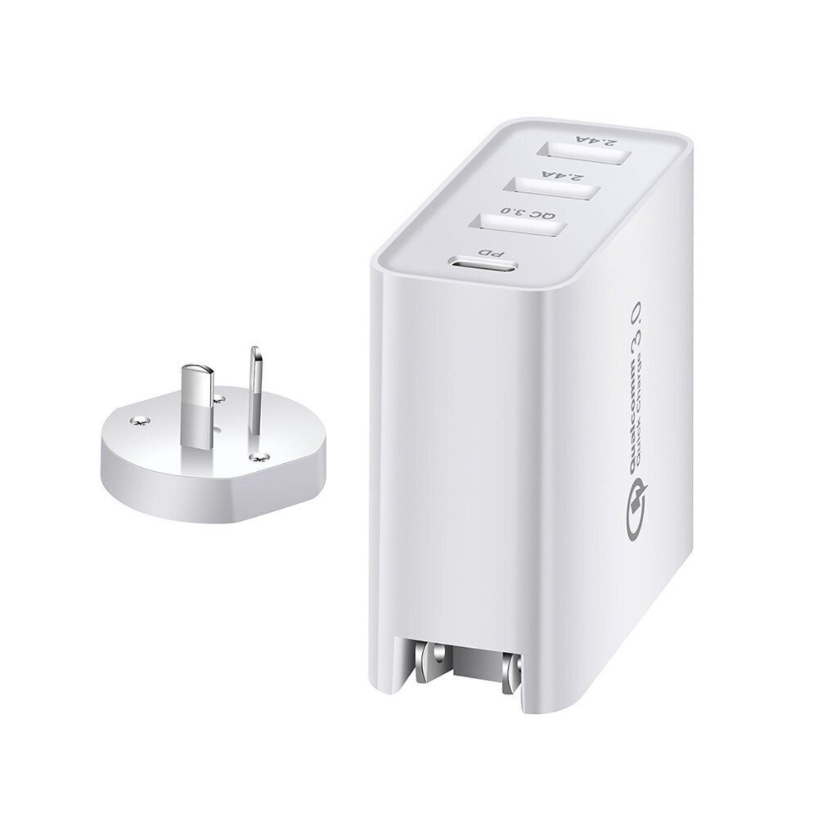 4 Port Fast Charging Charger Multi USB QC3.0 48W PD Type C Wall Adapter White