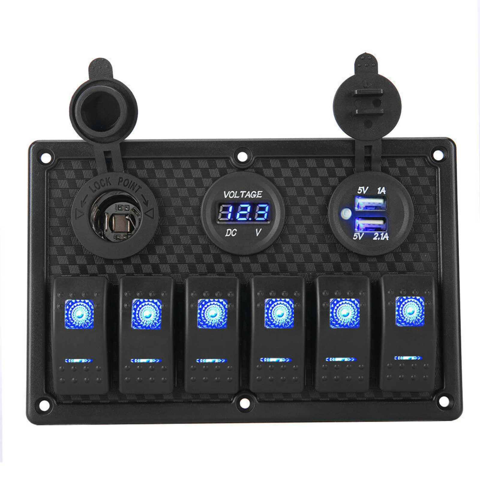 Circuit Breaker Switch Panel 6 Gang 12V LED Light For Car RV Boat Marine