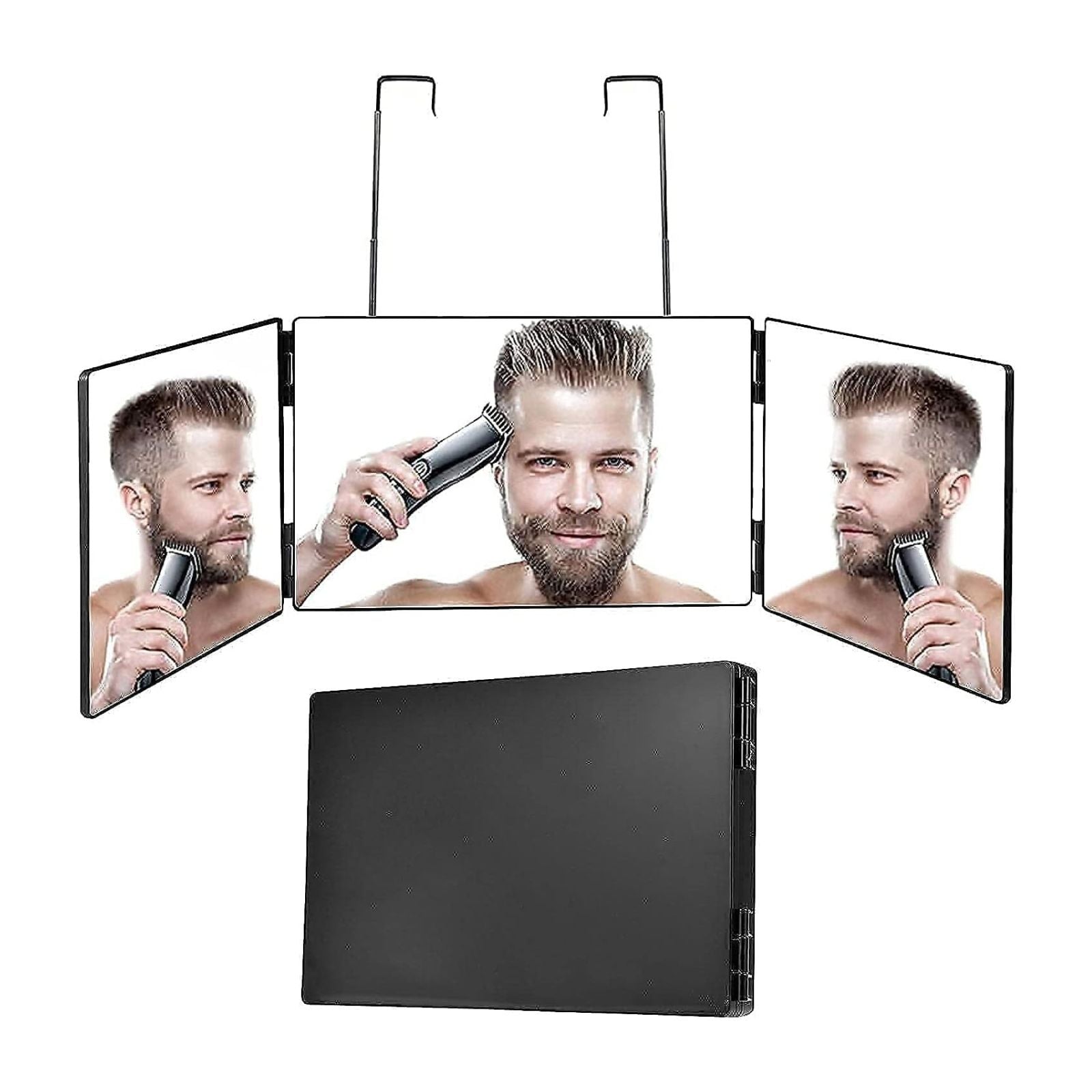 Tri-fold Hanging Makeup Mirror 3 Way Self Haircut Beauty Set hair Cutting Barber