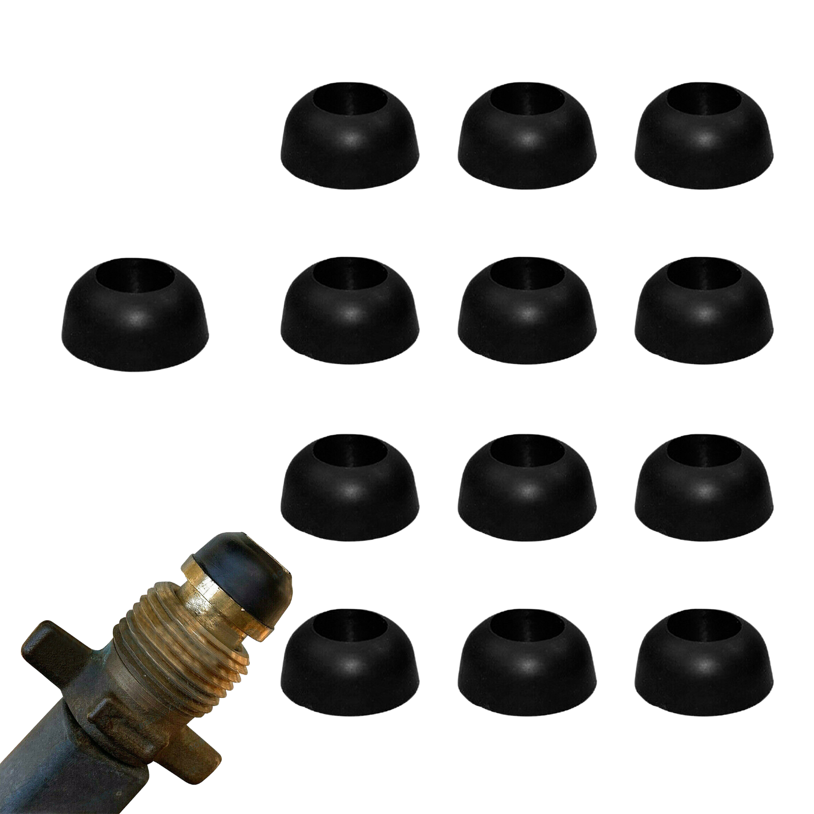 10x Black Stove Rubber Seals O Ring Bull Nose Dome Shaped Gas Regulator Stove