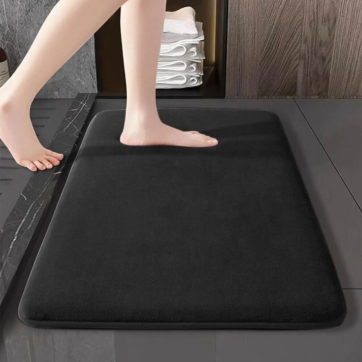 Bathroom Bath Mat Black Shower Mat Rug Anti Slip Loofah 40x60cm Carpet Rug
