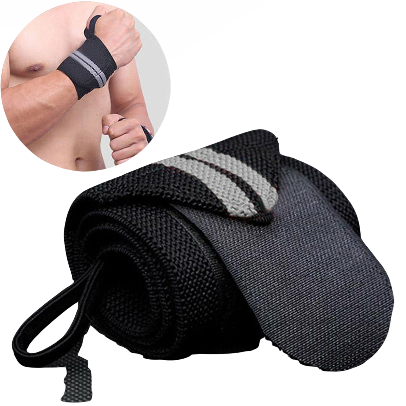 Grey Wrist Support Straps Wraps Muscle Bodybuilding Weight Lifting Gym Training