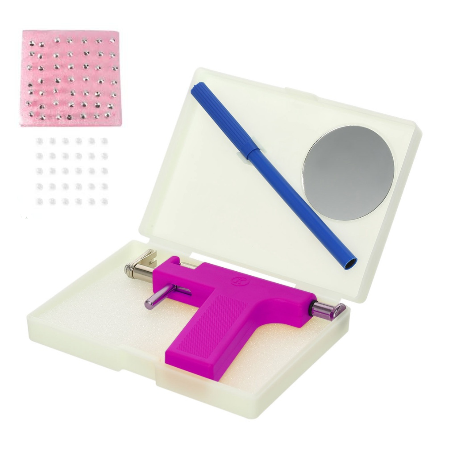 Purple Ear Piercing Gun Kit Professional Steel Ear Nose Navel Body