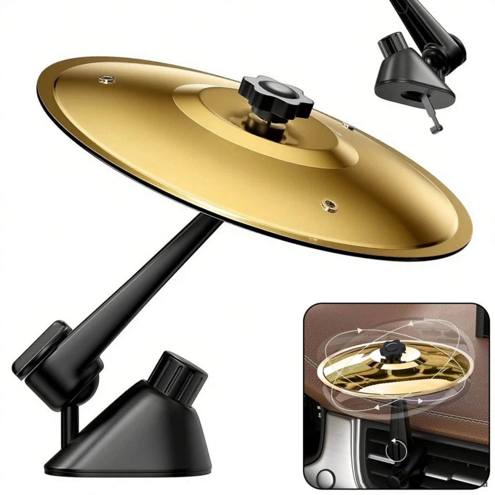 Car Crash Cymbal Drum Air Vent Fun Car Accessory Gold 1x