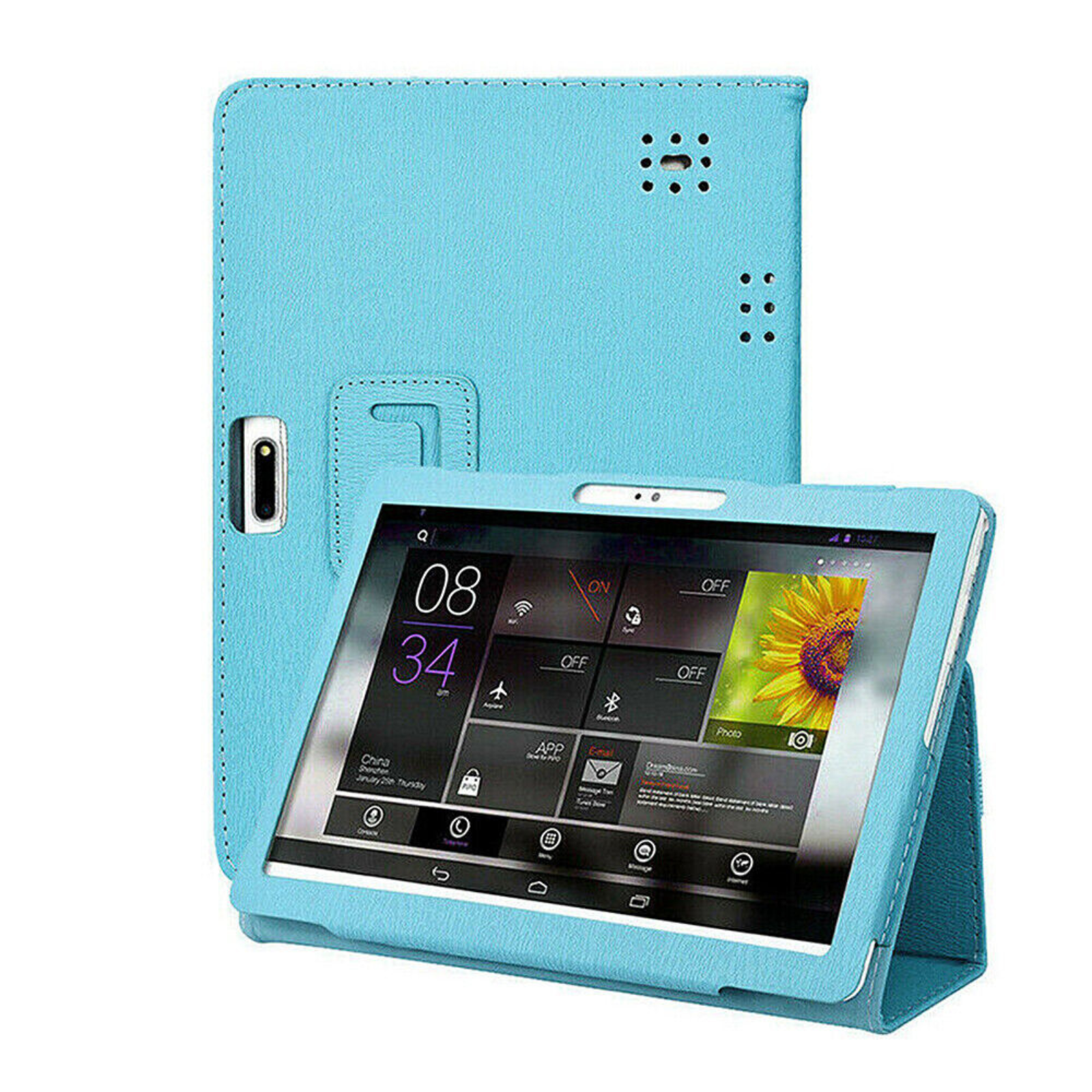 10.1 Inch Android Tablet PC Universal Shockproof PU Flip Stand Case Cover Blue
