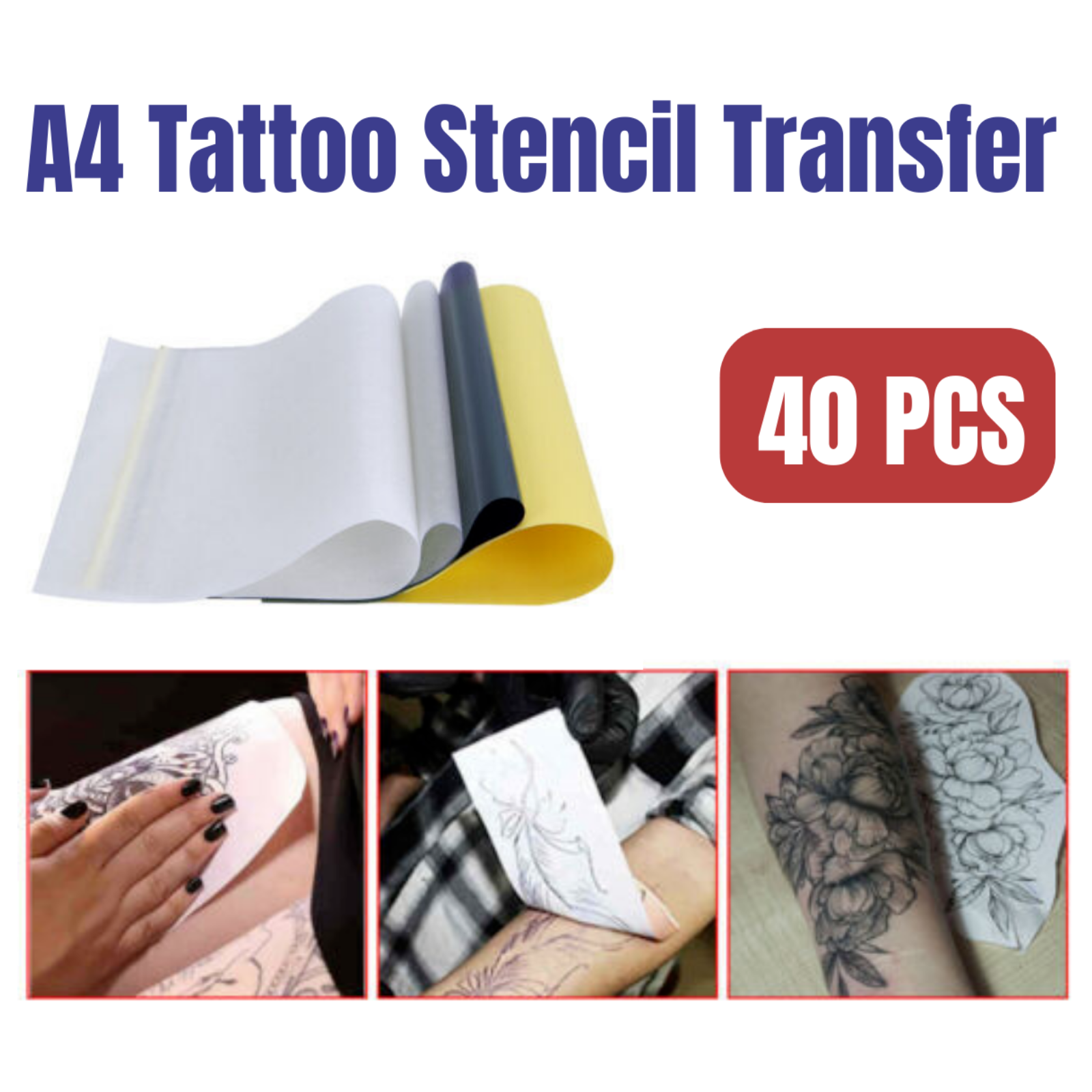 40X Tattoo Stencil Transfer Paper Spirit Thermal Carbon Copier Tracing Supplies
