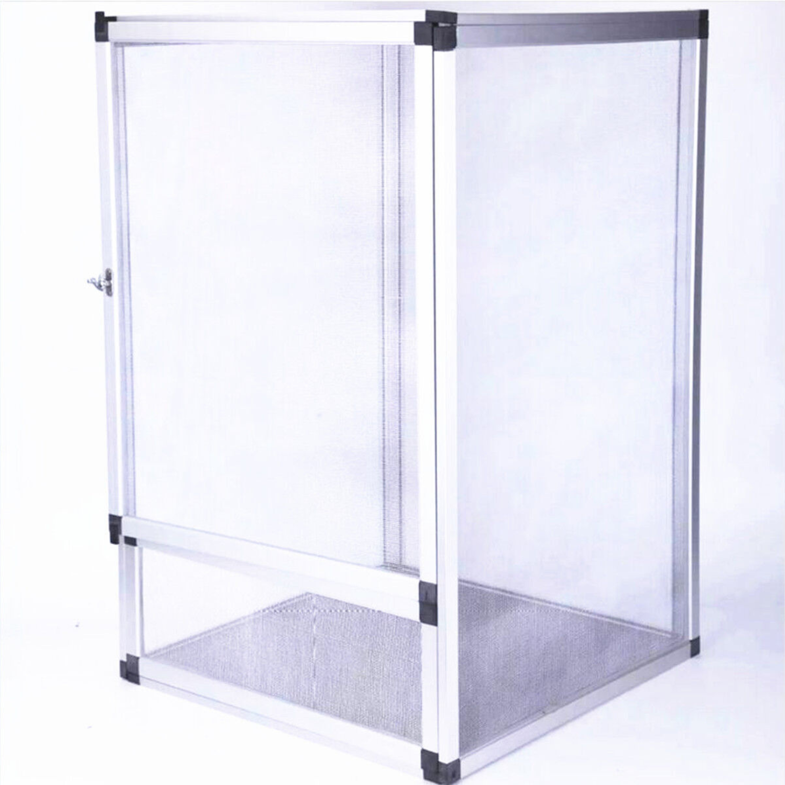 Aluminum Alloy Reptile Enclosure Lizard Snake Insect Mesh Cage Silver