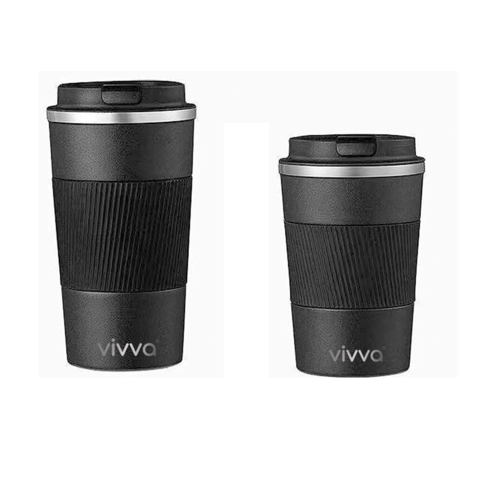 510ml Reusable Insulated Black Travel Cup Stainless Steel Coffee Mug Leakproof