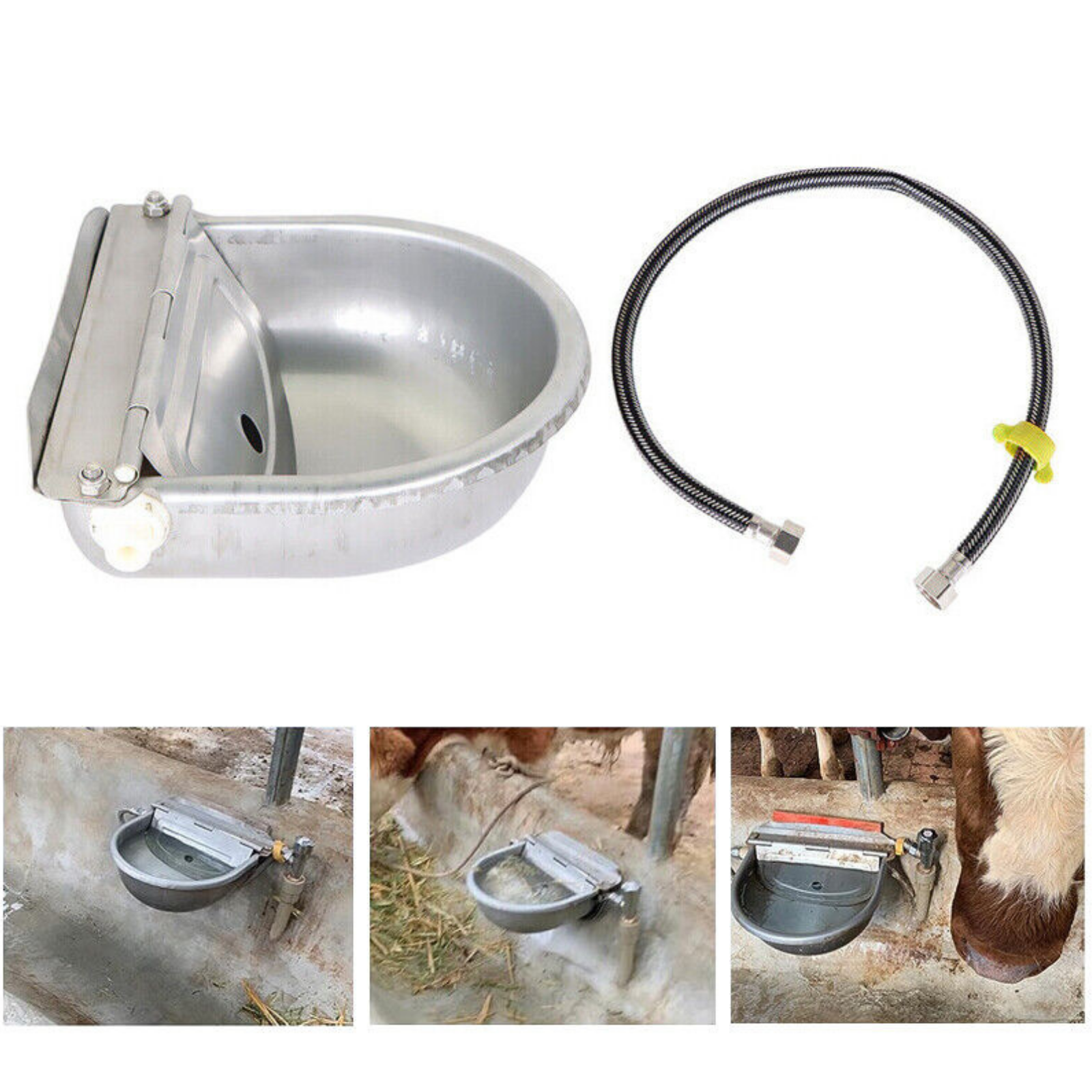 Water Trough Bowl Waterer Drinking Horse Sheep Dog Auto Stainless Float Valve