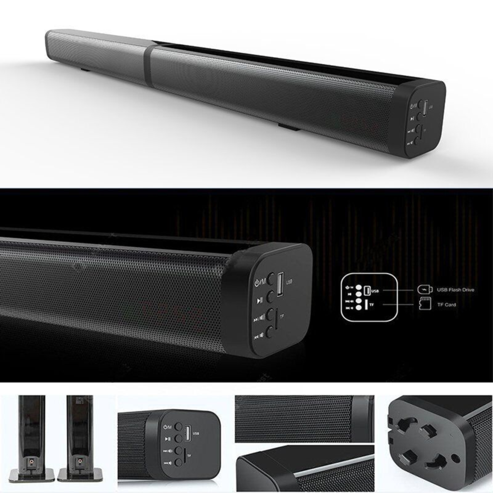 40W Home Theater Subwoofer Wireless TV Sound Bar 3D Stereo Bluetooth Soundbar
