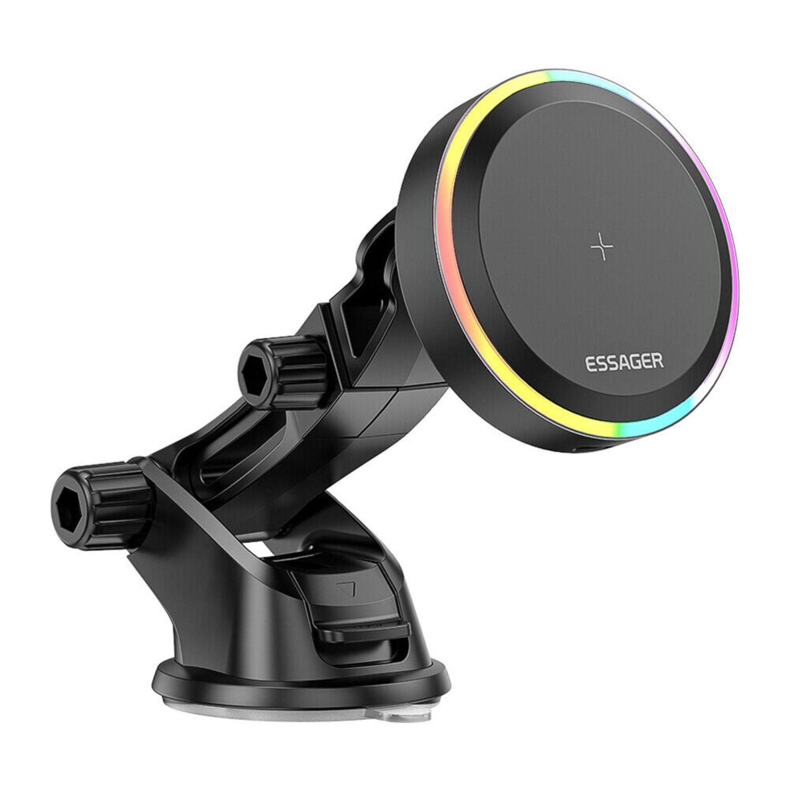 15W RGB Magnetic Charger Stand Suction Cup Car Mount Phone Holder