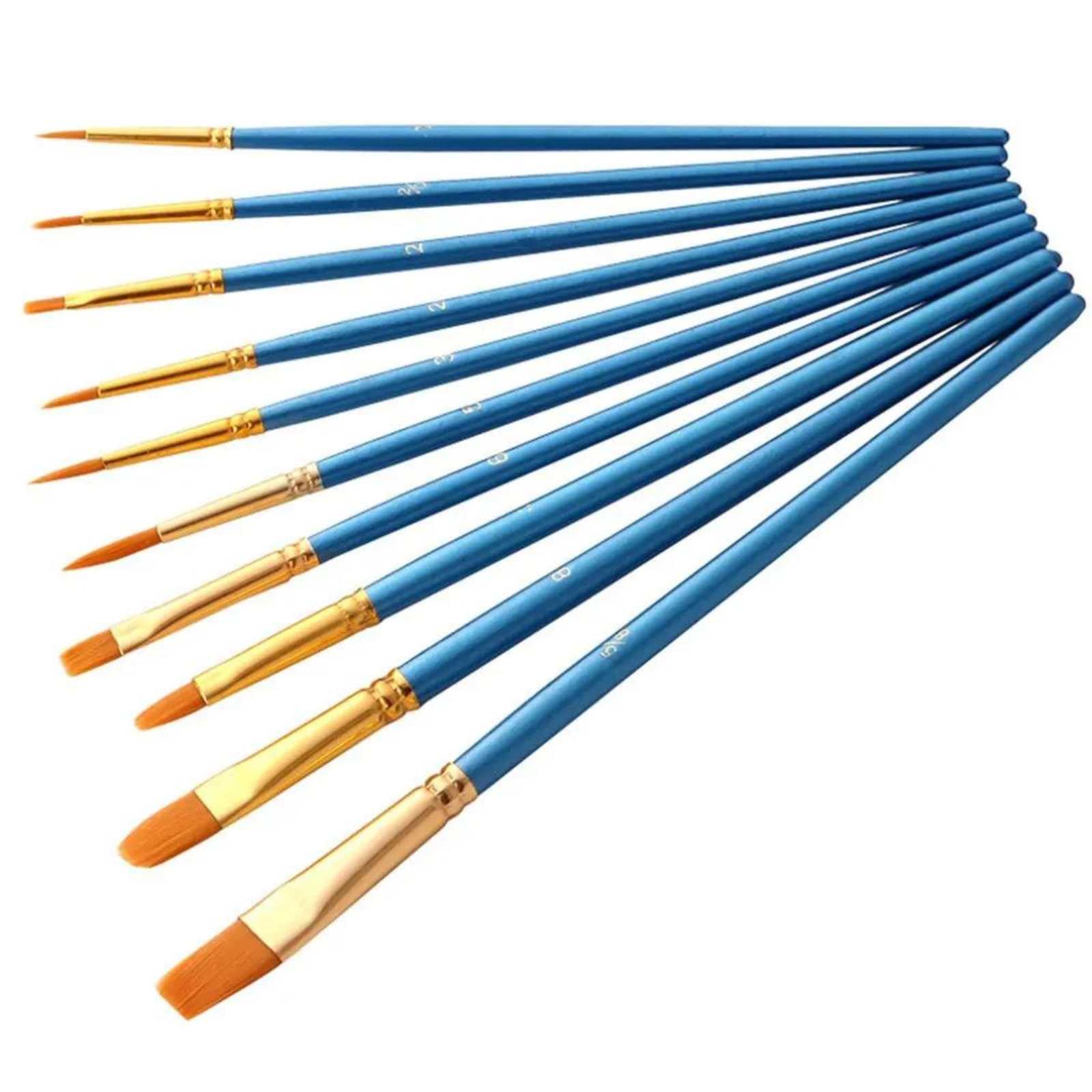 Acrylic Oil Watercolour Kit Blue Paint Brushes Set 10pcs Artist Paint