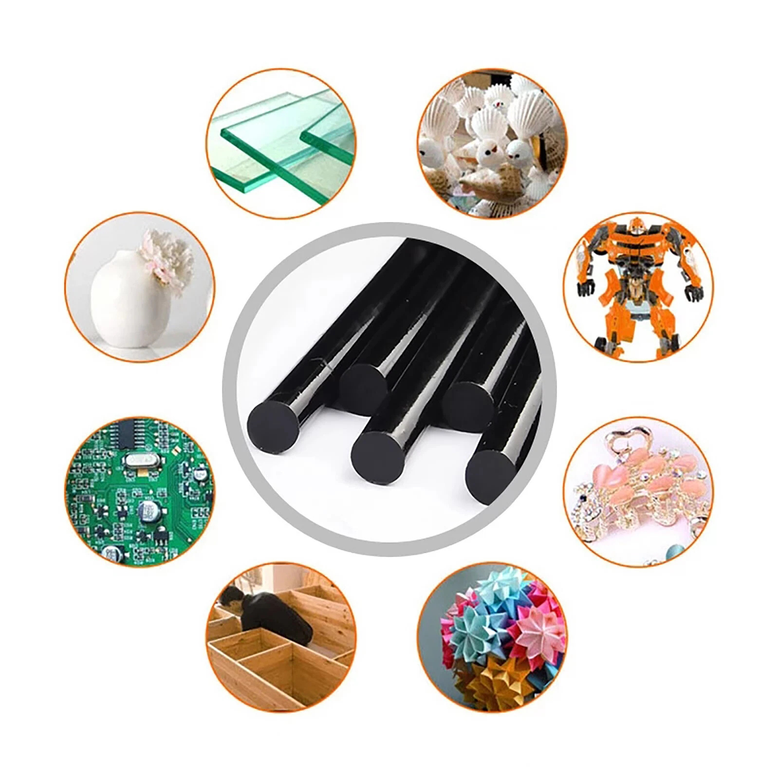 Hot Melt Glue Sticks Black 7mm x 100mm Strong Adhesive Bonding DIY Crafting