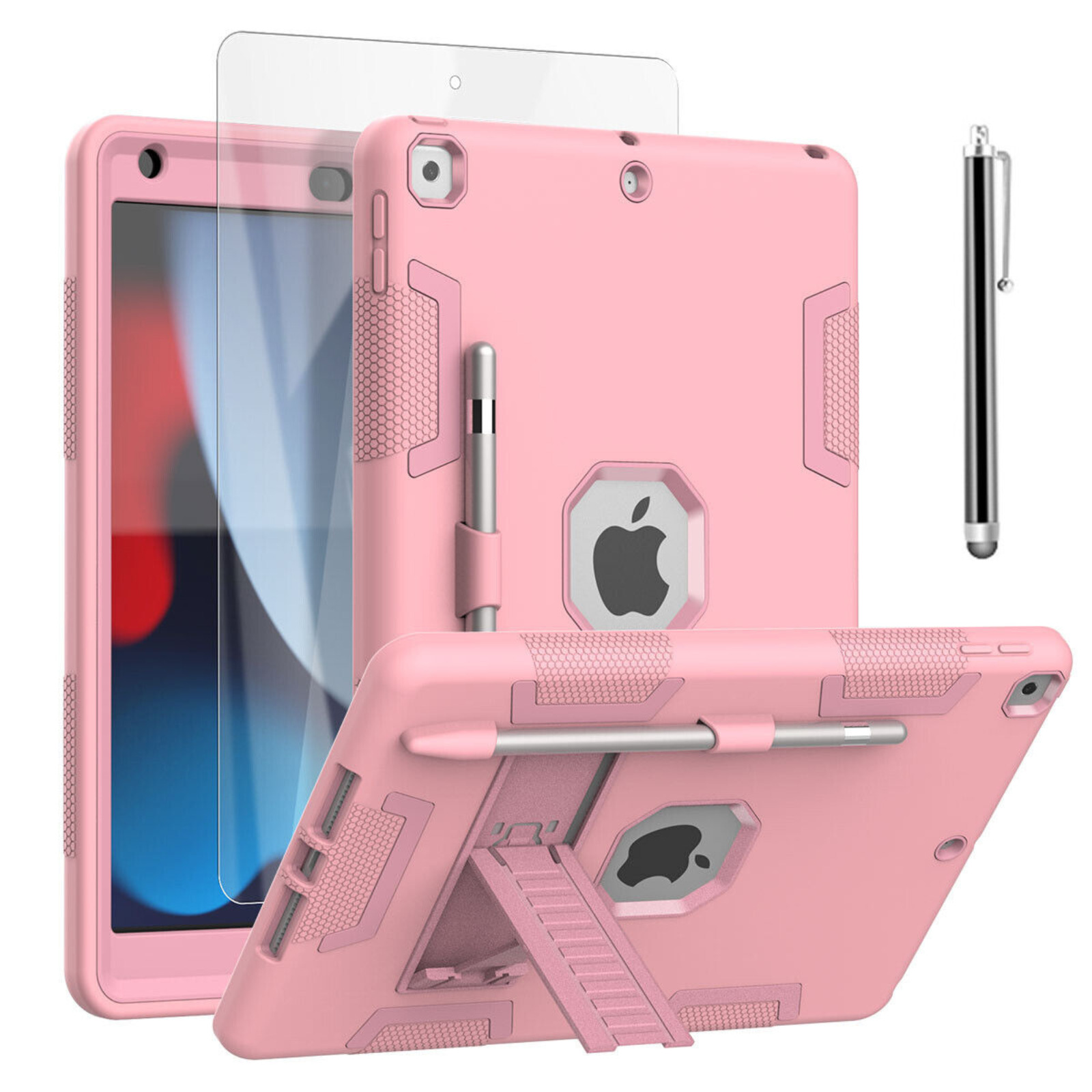 Heavy Duty Shockproof Case + Screen Protector iPad 9th Gen Rose Gold