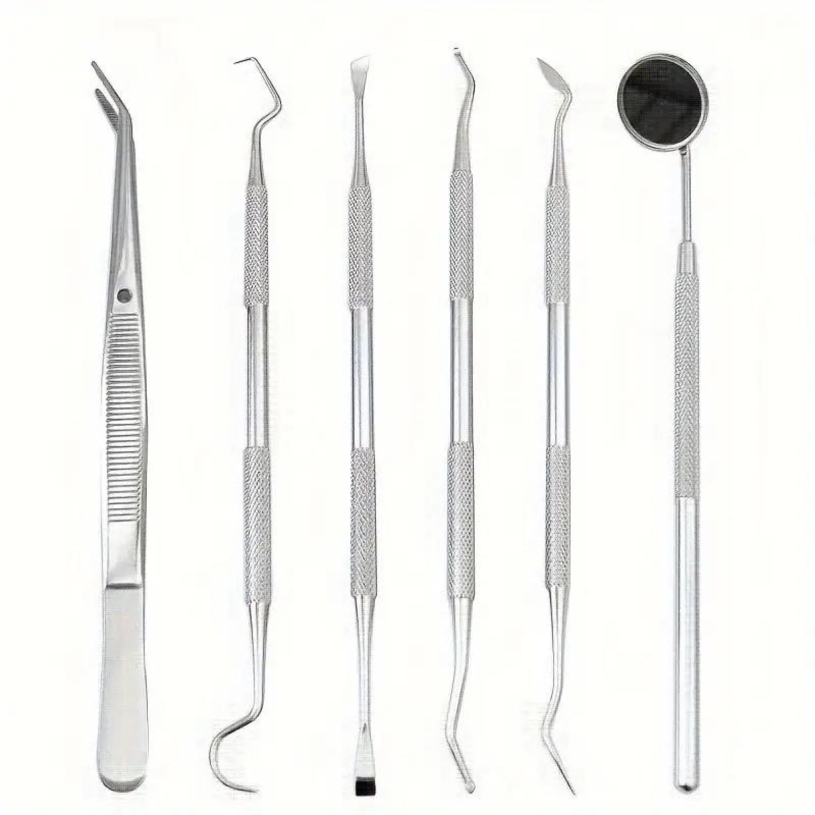 Teeth Clean Hygiene Mirror 7pcs Stainless Dental Tools Set Dentist Kit