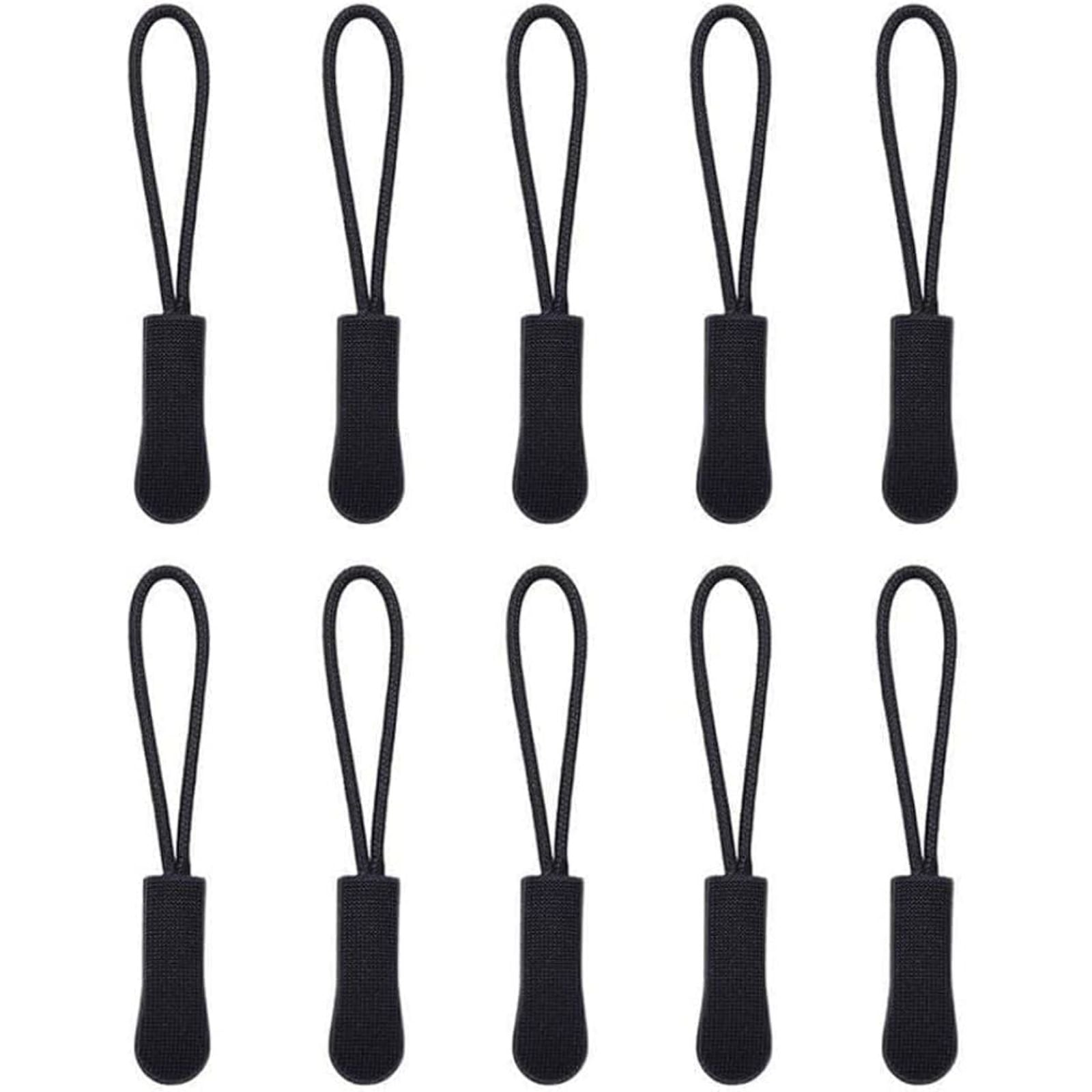 10pcs Black Broken Zipper Pullers Zip Cord Puller Replacement