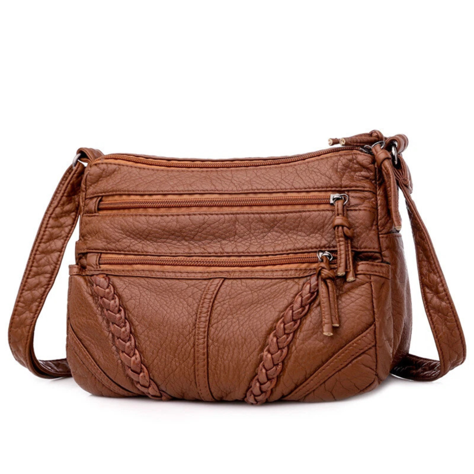 Ladies Brown Cross Body Messenger Shoulder Handbag Travel Casual