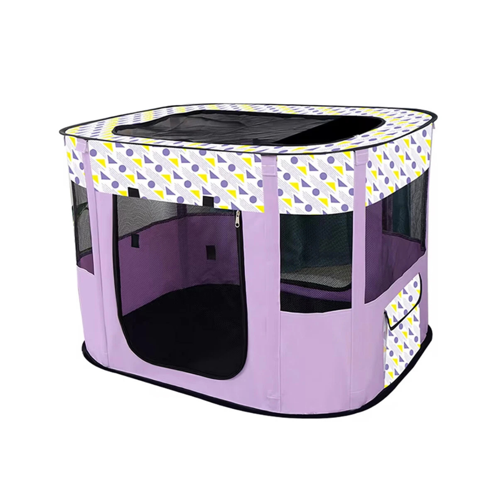 Foldable Cat Dog Pet Kennel Crate Carrier Purple Size L