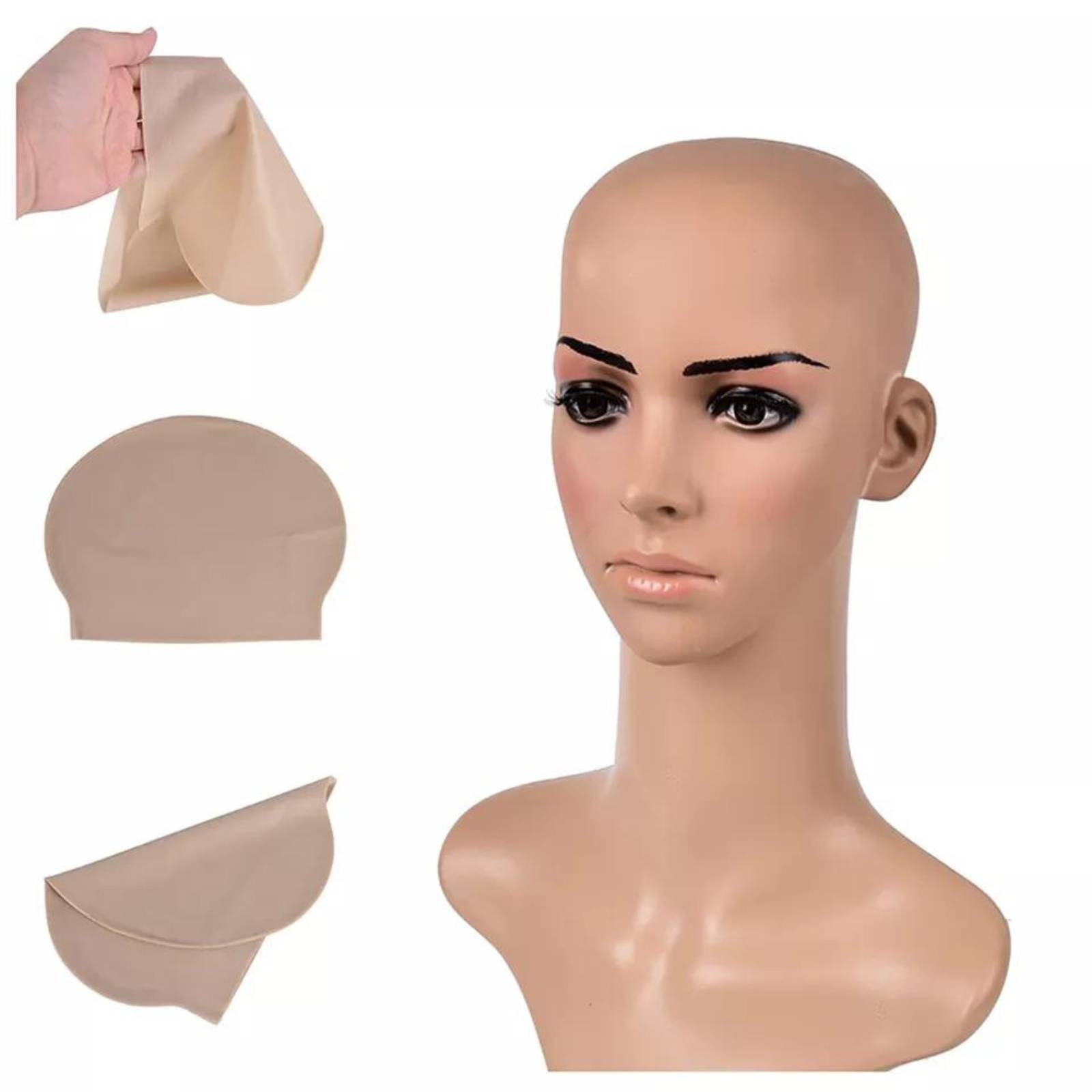 1x Bald Head Cap Latex Wig Rubber Bald Skin Head Funny Skinhead Dress
