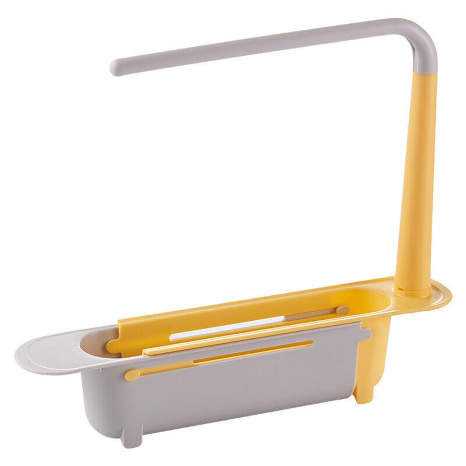 Expandable Drain Basket Organizer Telescopic Sink Rack Storage Holder Yellow