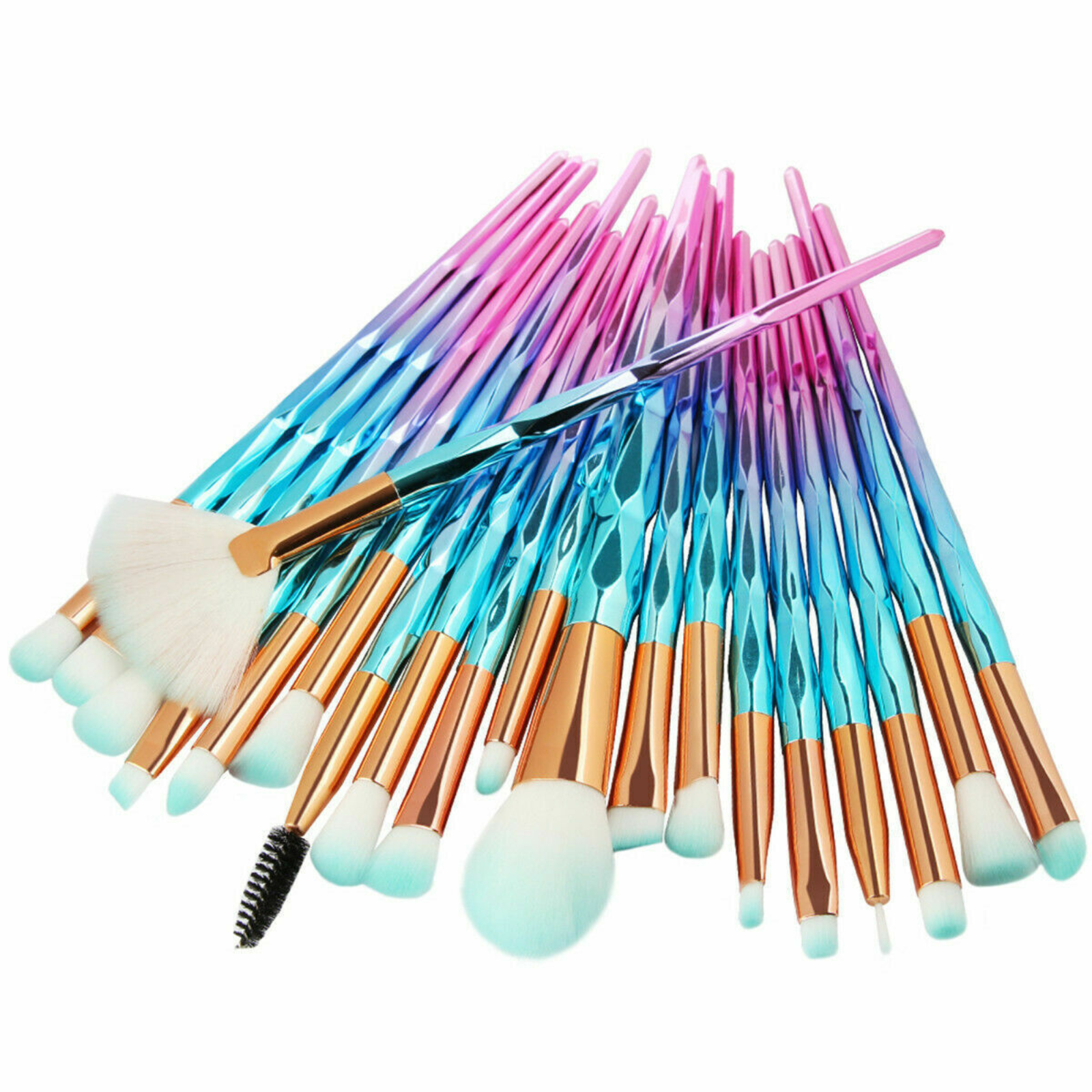 Eyeshadow Eyebrow Blending Brush Set 20PCS Eye Make-up Brushes Diamond Blue