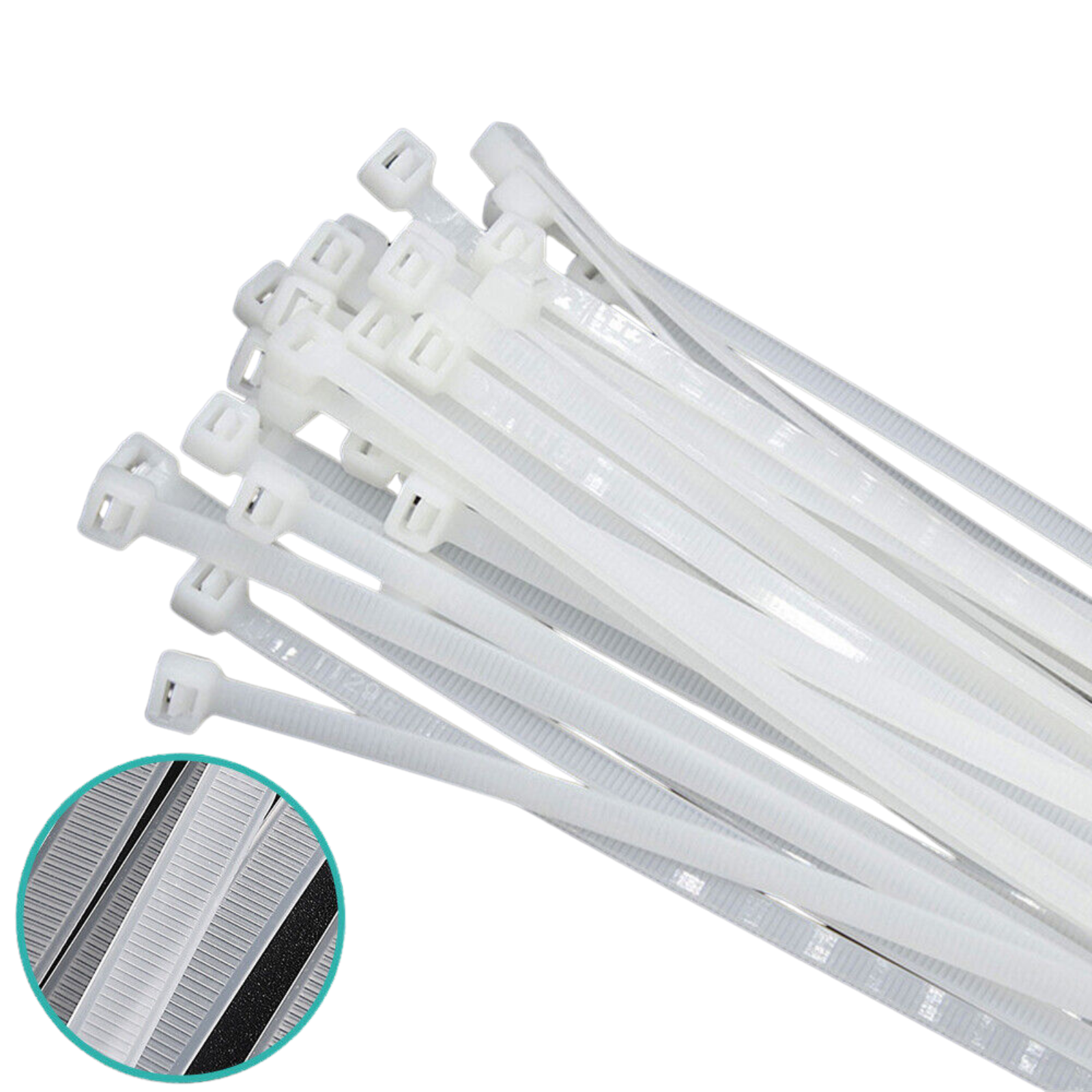 100pcs White Zip Ties Nylon UV Stabilized Bulk Cable Ties 4.8mm x300mm