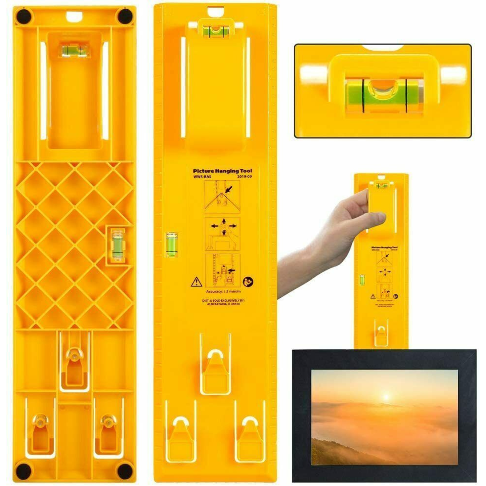 Easy Wall Photo Hanging Level Ruler Picture Hanging Tools Frame Hanger
