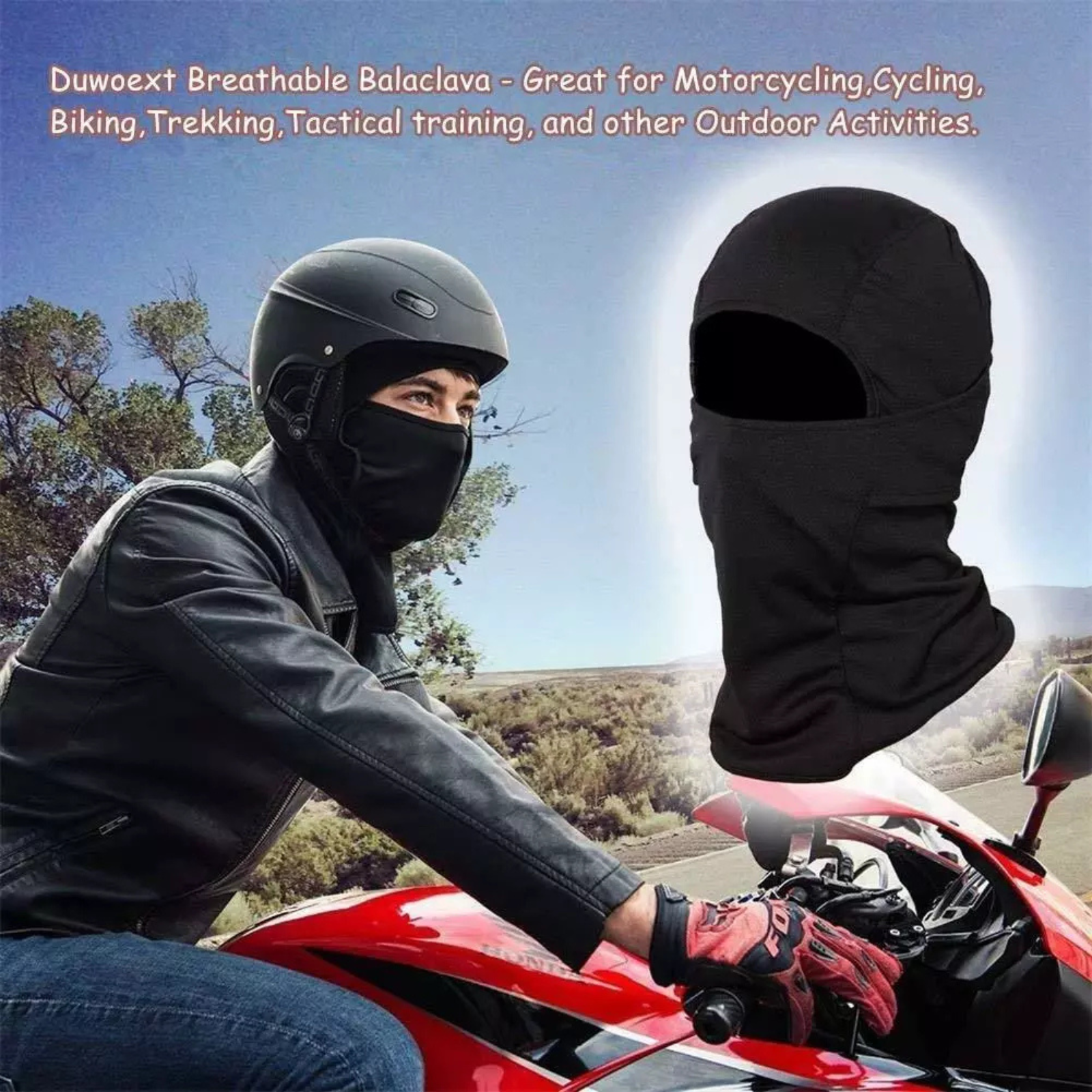 Black Windproof Outdoor Scarf Motorcycle Cycling Face Balaclava Mask