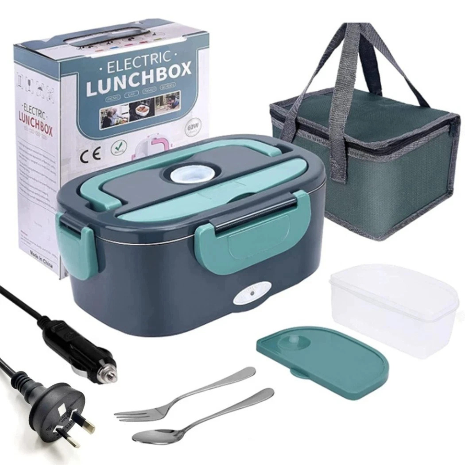 2 in1 Electric Lunch Box Home Car Portable Stainless Steel Food Warmer