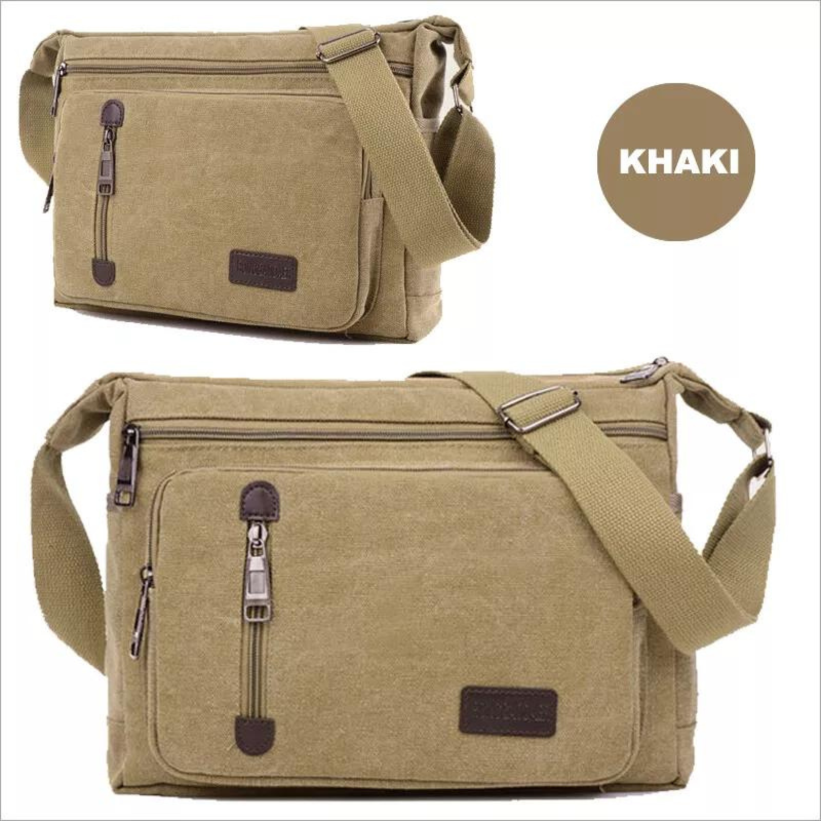 Khaki Travel Man's Bags Crossbody Satchel Retro Men's Canvas Shoulder Bag