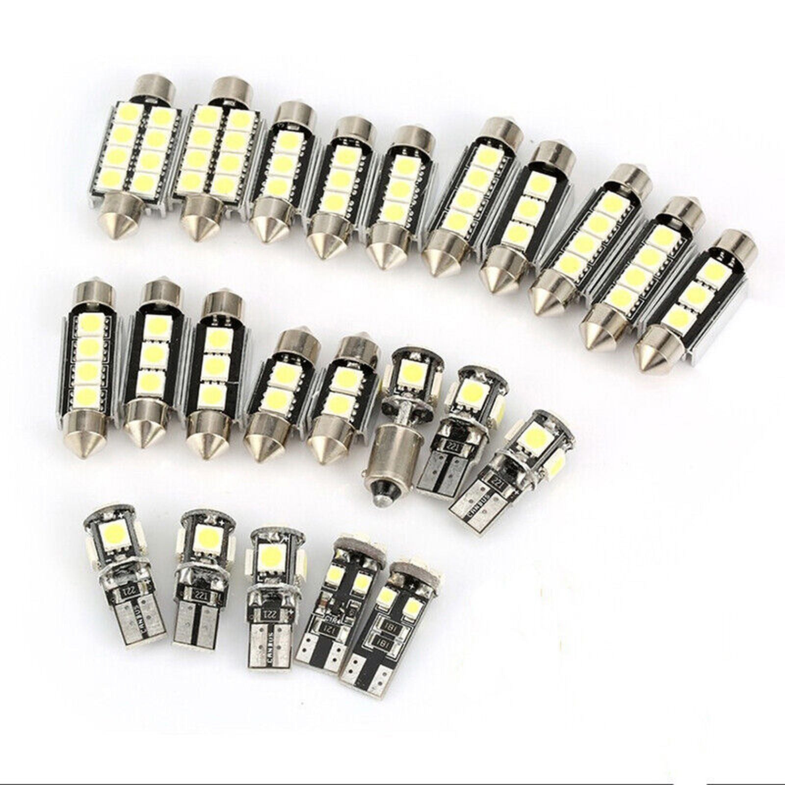 23x Festoon Interior White Bulb 12v Car Led Light 5050 5smd Auto Dome Globe