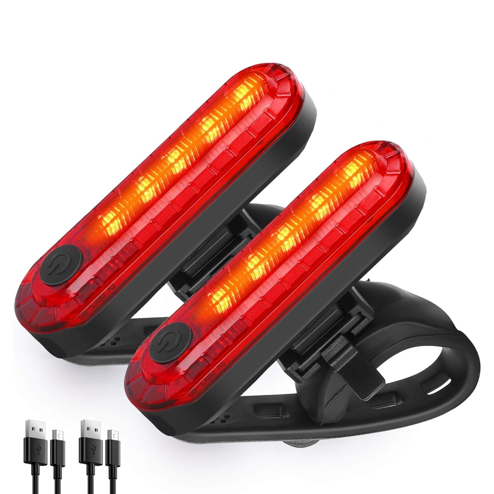 2pcs USB Rechargeable Bicycle LED Tail Light 7modes Cycling Front Rear Lamp