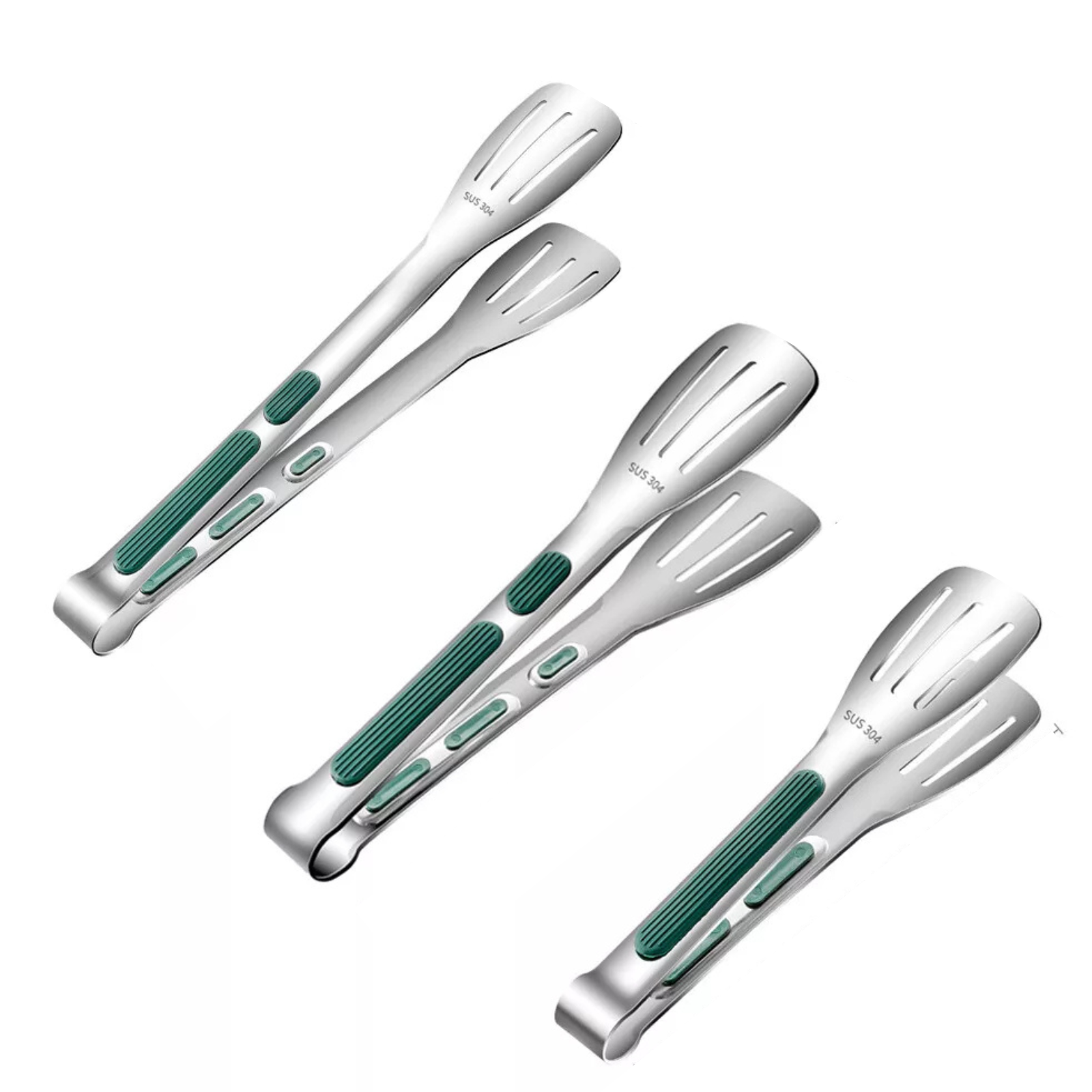 S+M+L Grill Meat Bread Serving Clip Anti-Slip Stainless Steel Kitchen Food Tongs