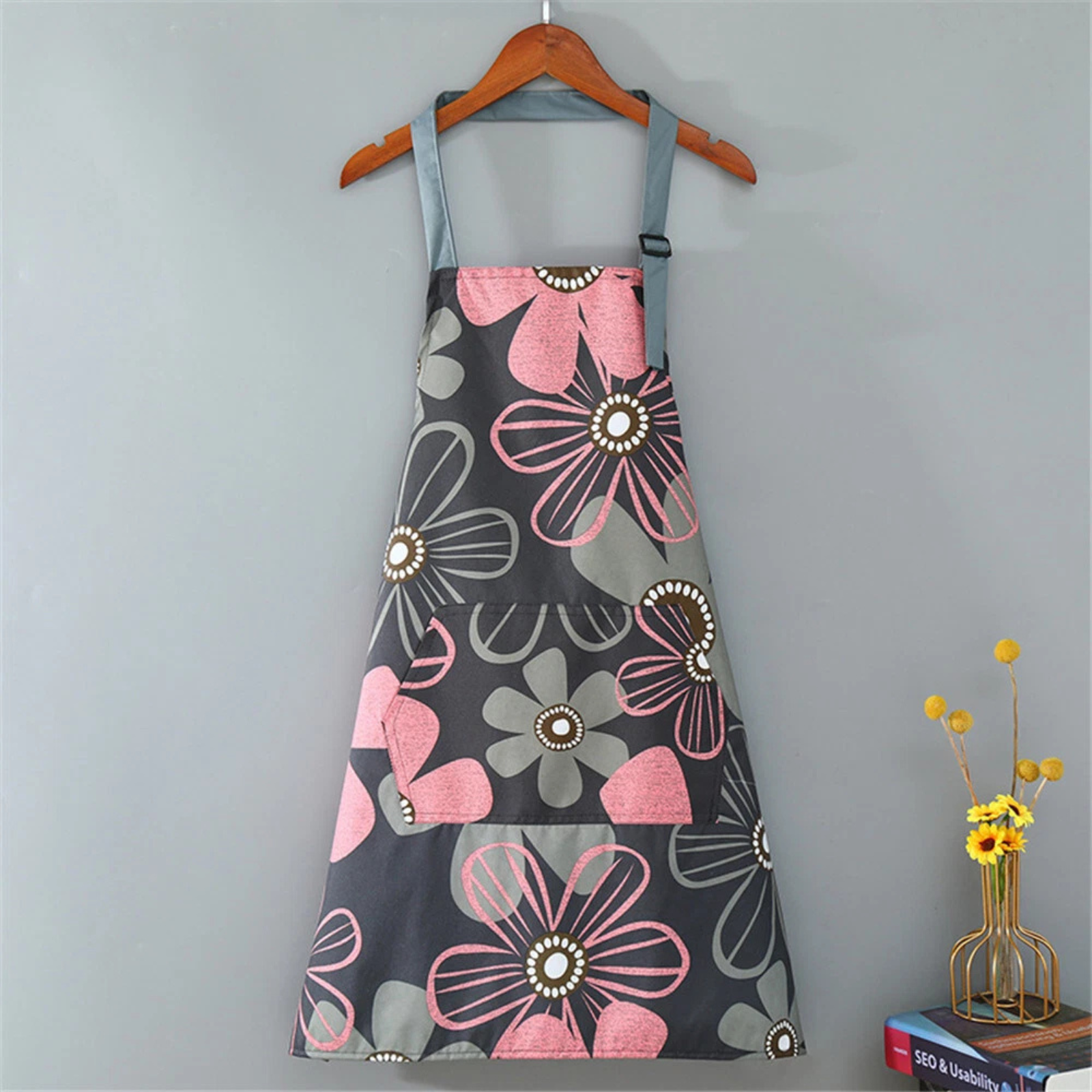 Kitchen Cooking Apron Oil-proof Printed Floral Design Waterproof Protective