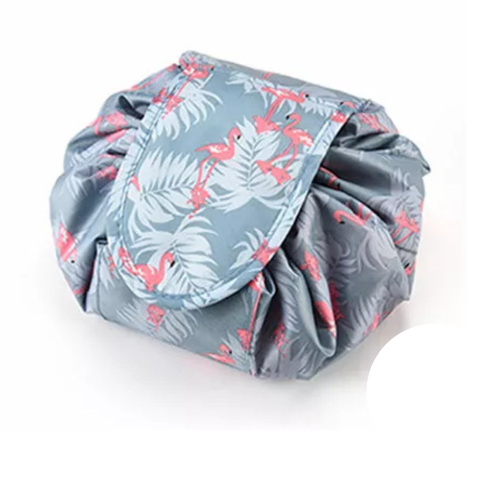 Storage Organizer Travel Pouch Cosmetic Makeup Drawstring Bag Blue Flamingos 1x