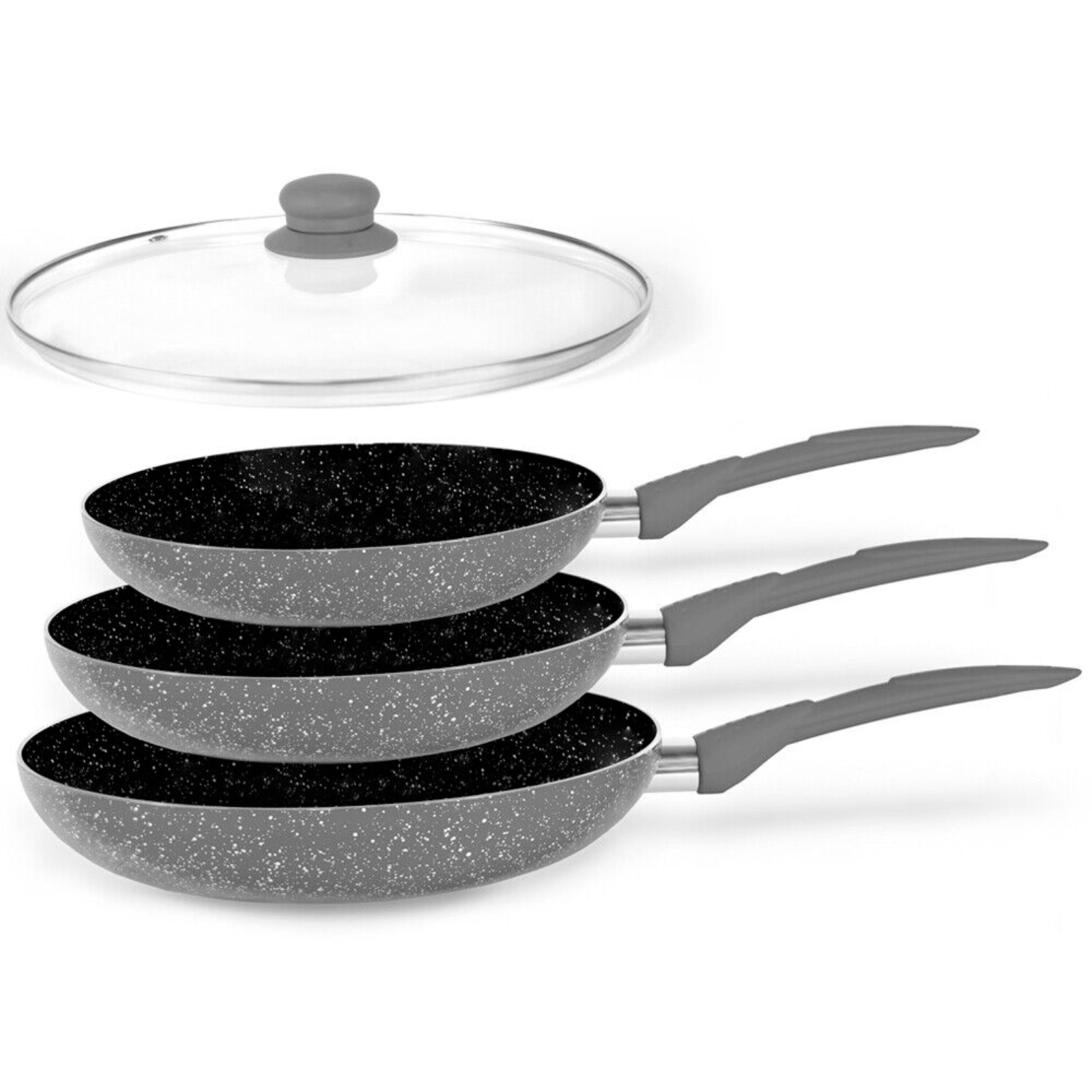 Non-stick Coated Cookware Frypan Set Stone Magic Ceramic Marble Stone Grey