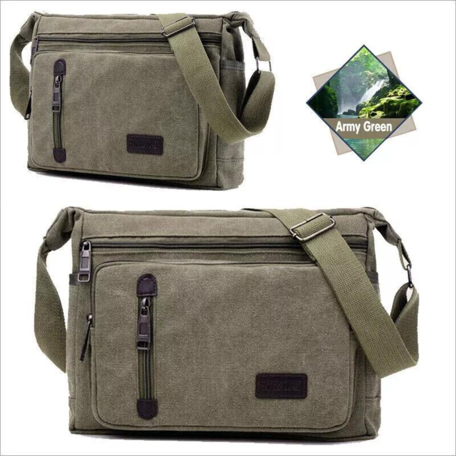 Army Green Travel Man's Bags Crossbody Satchel Retro Men's Canvas Shoulder Bag