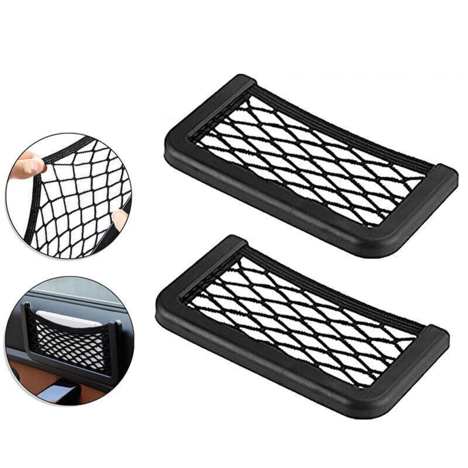 Medium Car Mesh Adhesive Storage Holder Net Pocket Phone Card Organizer Bag