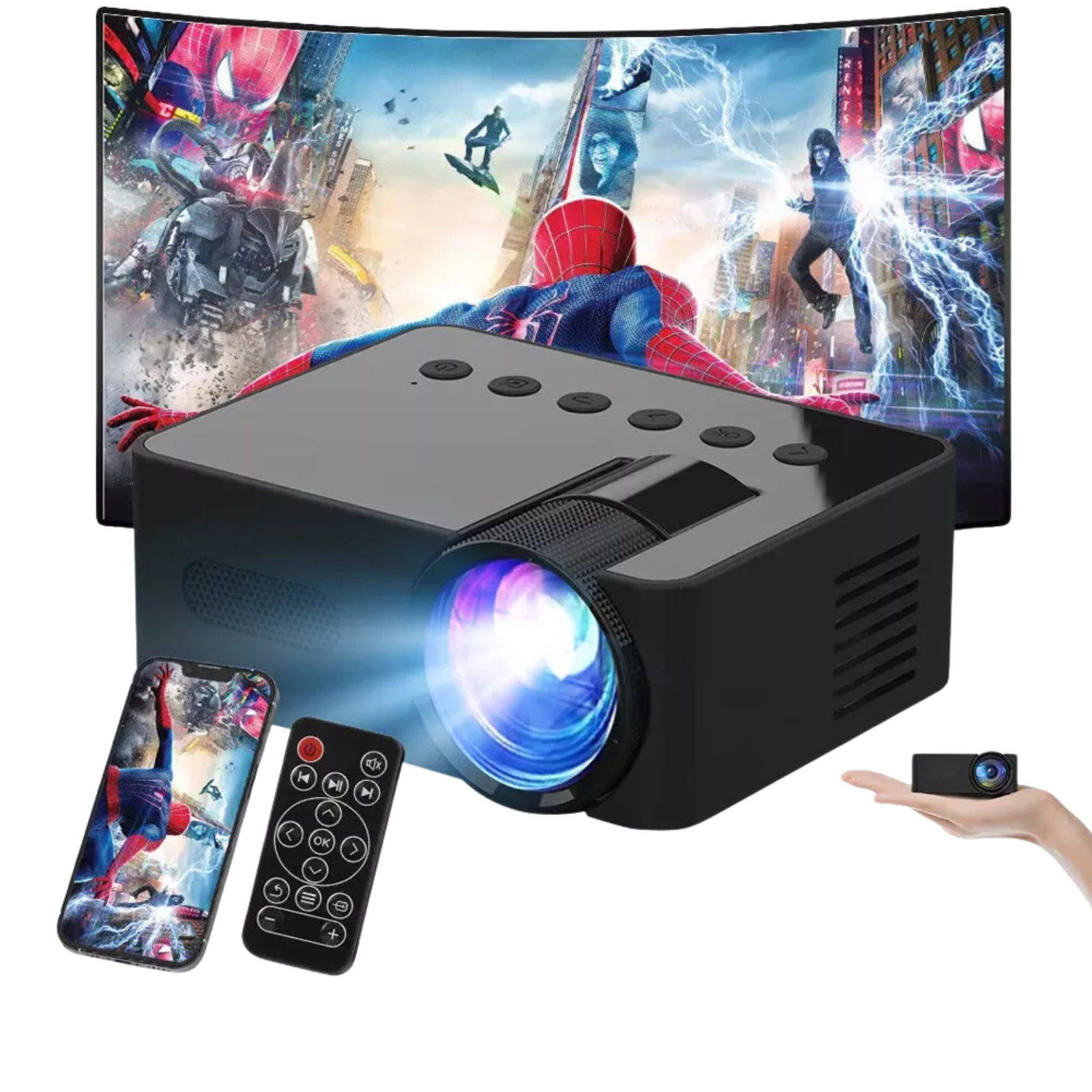 1080P Portable Pocket Mini Projector LED 4k Party Theater Home Cinema Wireless