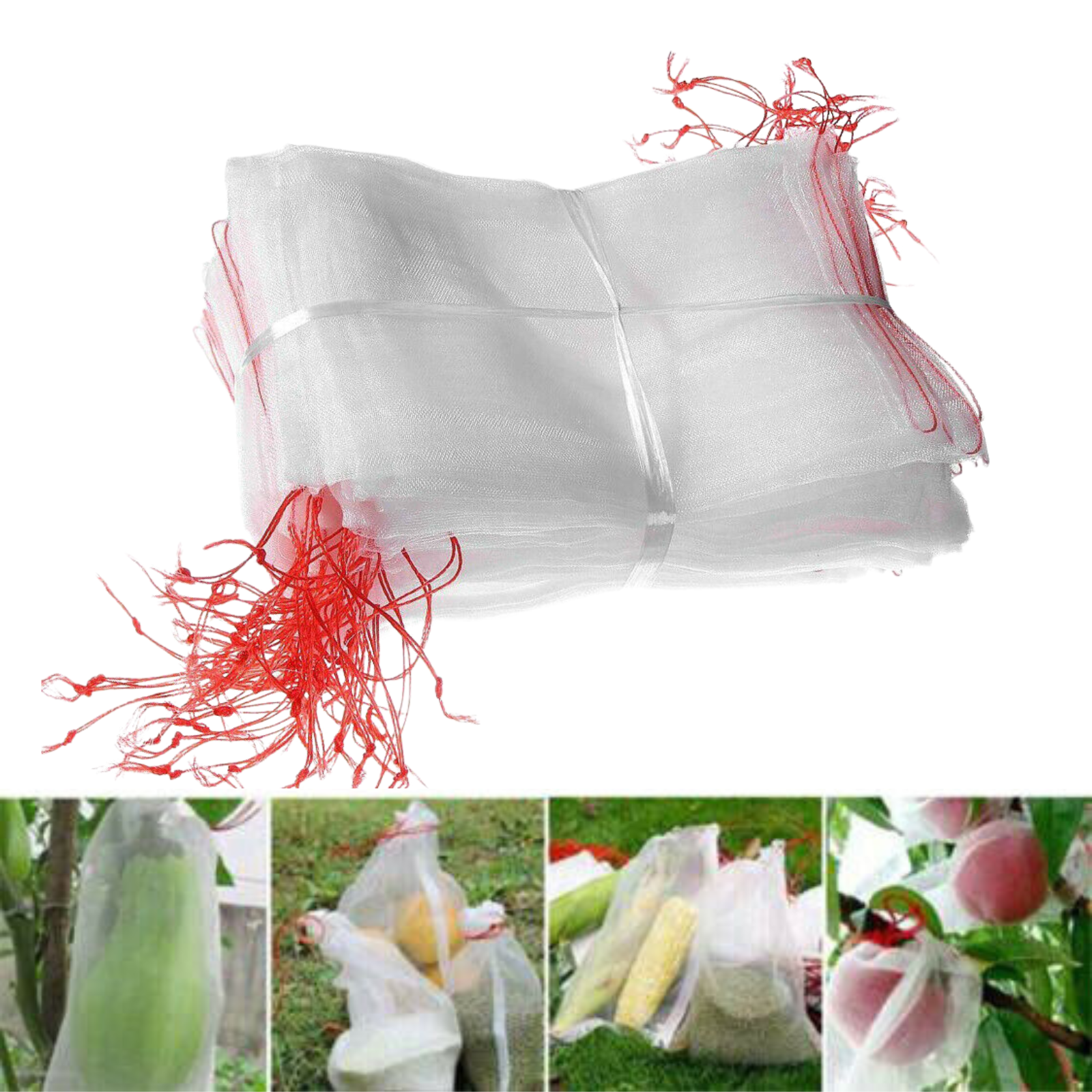 Reusable Garden Plants Cover Fruit Protection Net Bags with Drawstring 45x30cm