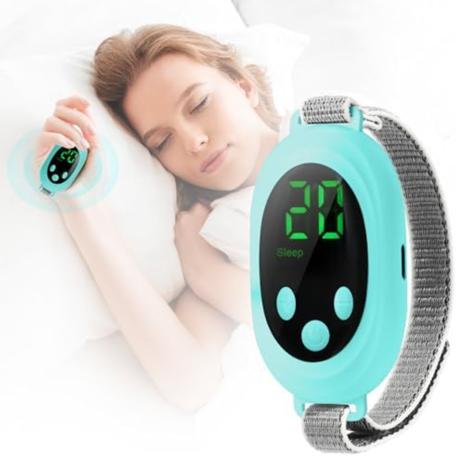 Sleep Aid Machine Ergonomic Hand Held Improve Sleep Instrument Device Green